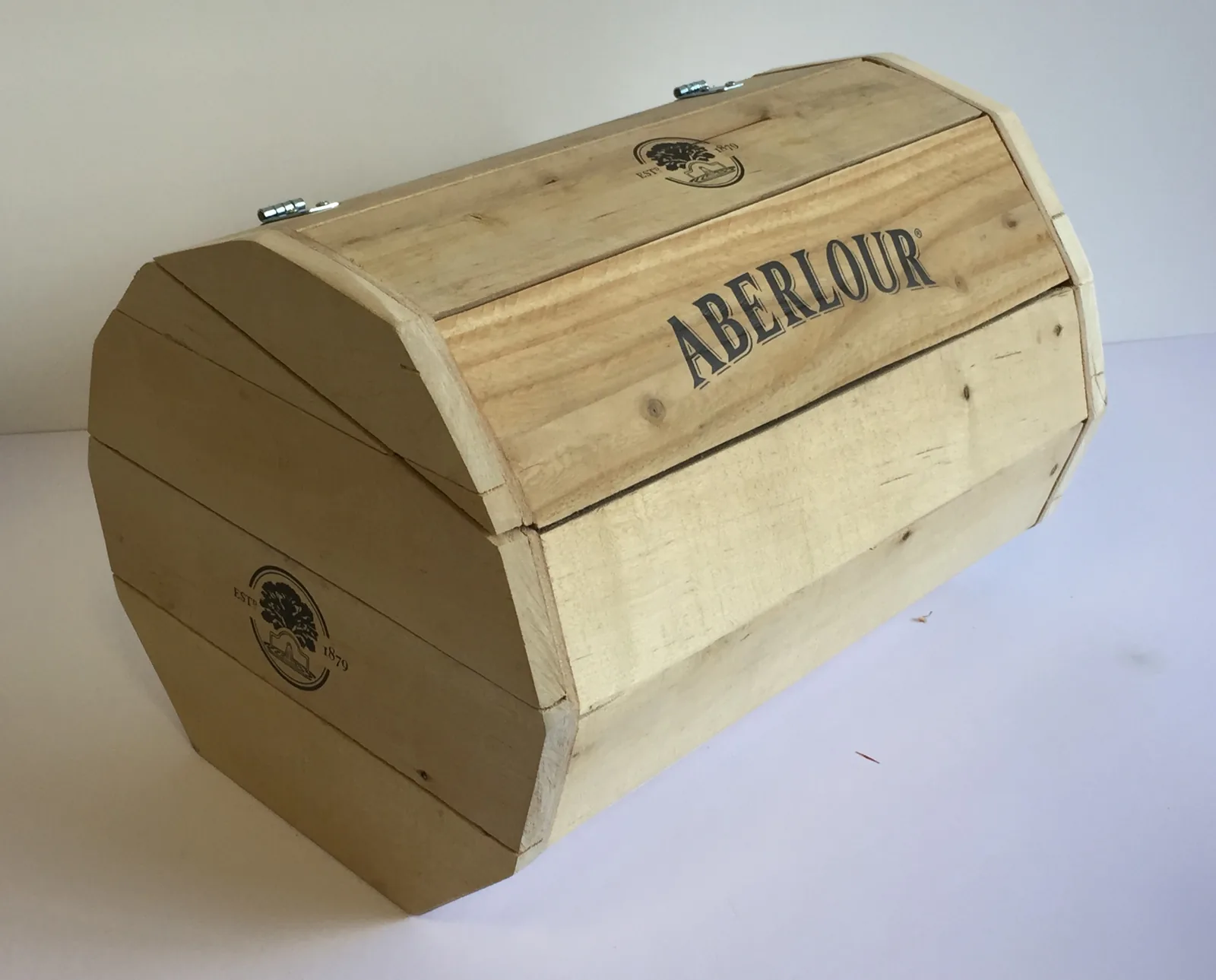 Aberlour · Coffret tonneau en bois — réalisation Maq’Exe