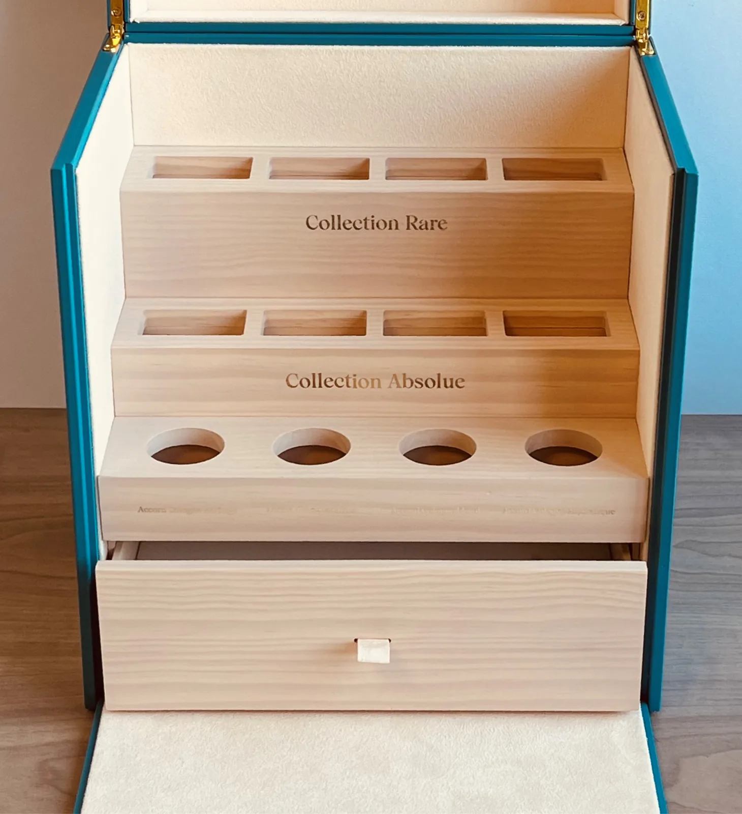 Coffret à tiroirs, intérieur bois — réalisation Maq’Exe